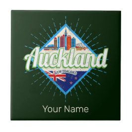 Auckland Neuseeland Retroskyline Vintag Fliese