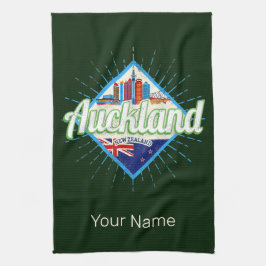 Auckland Neuseeland Retroskyline Vintag Geschirrtuch