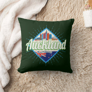 Auckland Neuseeland Retroskyline Vintag Kissen