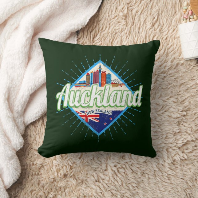 Auckland Neuseeland Retroskyline Vintag Kissen (Decke)