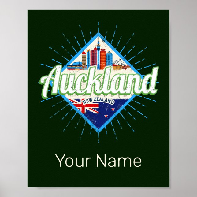 Auckland Neuseeland Retroskyline Vintag Poster (Vorne)