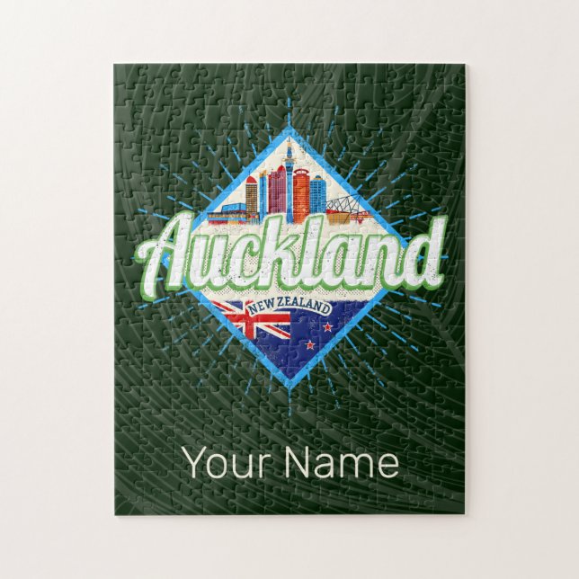 Auckland Neuseeland Retroskyline Vintag Puzzle (Vertikal)