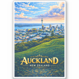 Auckland Neuseeland Skyline Illustration Reise Aufkleber