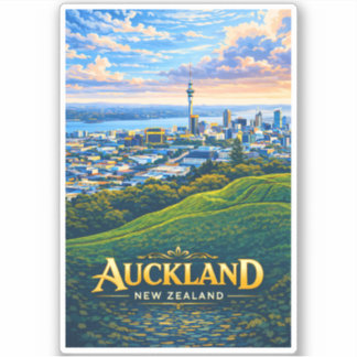 Auckland Neuseeland Skyline Illustration Reise Aufkleber