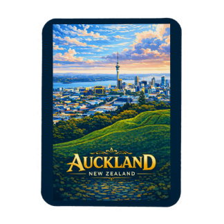 Auckland Neuseeland Skyline Illustration Reise Magnet