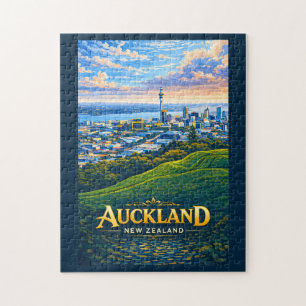 Auckland Neuseeland Skyline Illustration Reise Puzzle