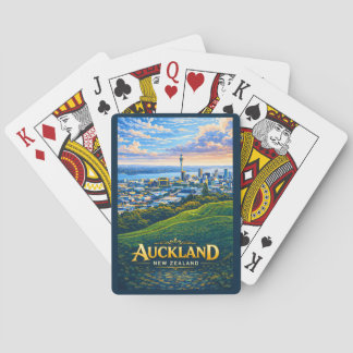 Auckland Neuseeland Skyline Illustration Reise Spielkarten