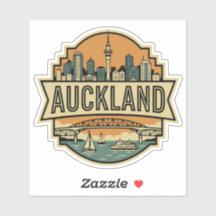 Auckland Neuseeland Skyline Vintage Reisebadge