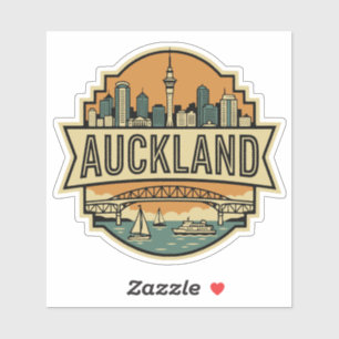 Auckland Neuseeland Skyline Vintage Reisebadge Aufkleber