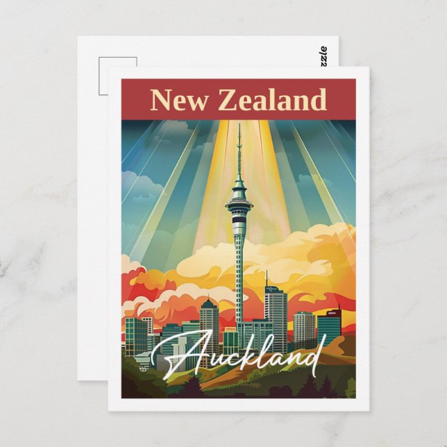 Auckland Neuseeland Vintag Berühmter Reiseort Postkarte (Vorne/Hinten)