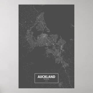 Auckland, Neuseeland (weiß auf schwarz) Poster