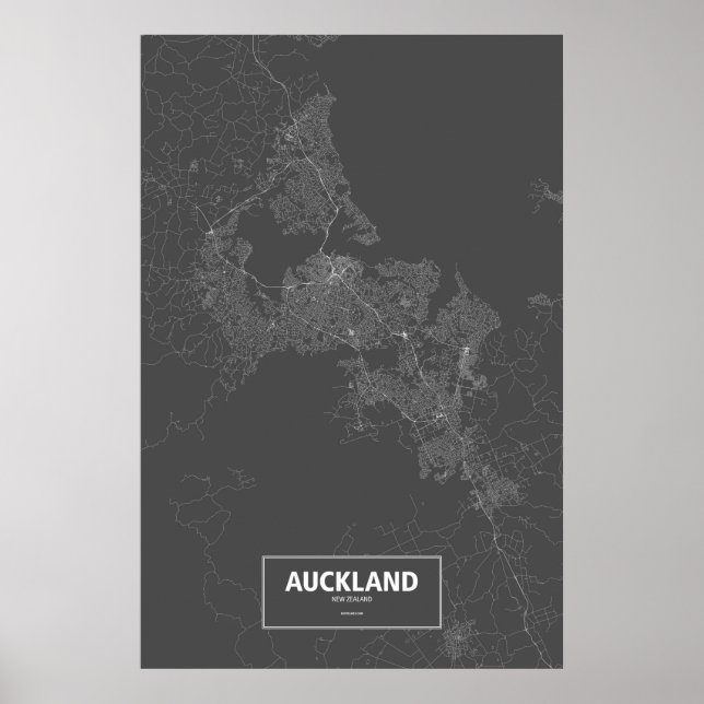 Auckland, Neuseeland (weiß auf schwarz) Poster (Vorne)