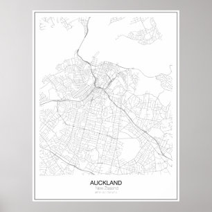Auckland, New Zealand Minimalist Map Poster