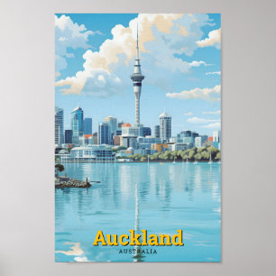 Auckland New Zealand Vintage Travel Poster