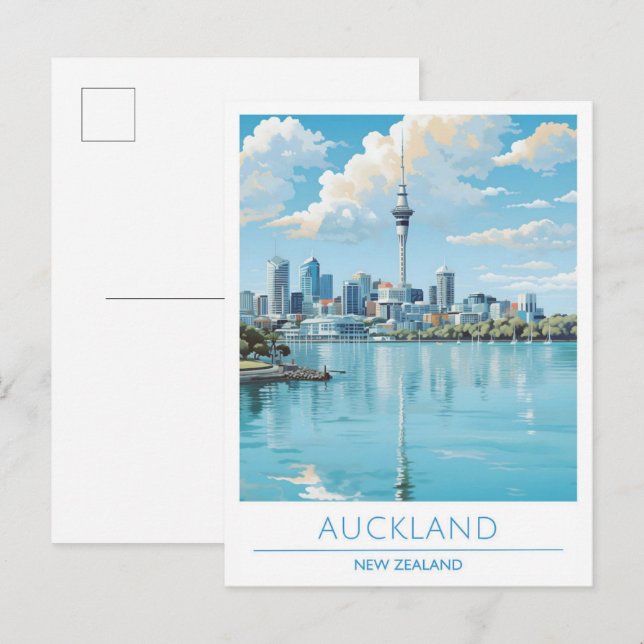 Auckland New Zealand Vintage Travel Postkarte (Vorne/Hinten)