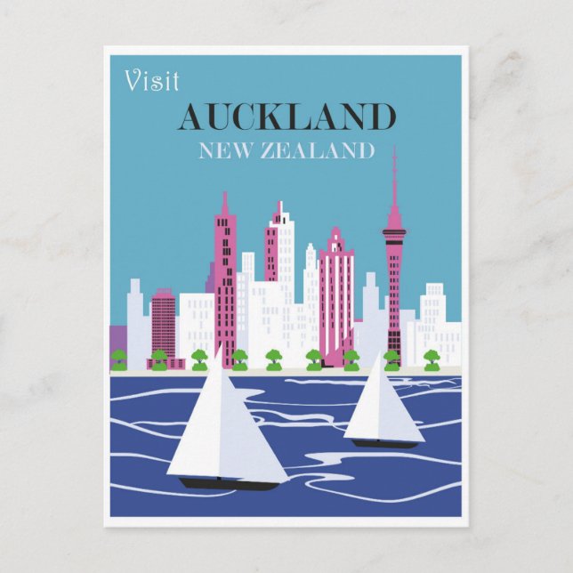 Auckland New Zealand Vintage Travel Postkarte (Vorderseite)