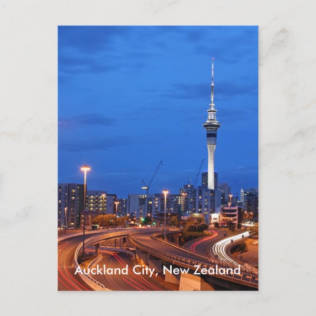 Auckland-Stadt, Neuseeland an der Dämmerung Postkarte (Vorderseite)