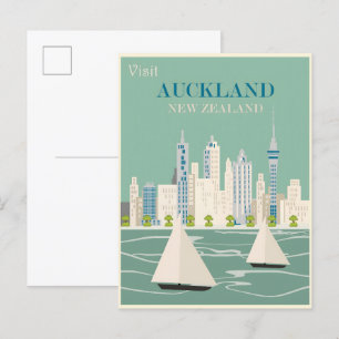Auckland Vintage Poster Einladungspostkarte