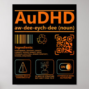 AuDHD-Definition Neurodiversitätsbewusstseins-Graf Poster
