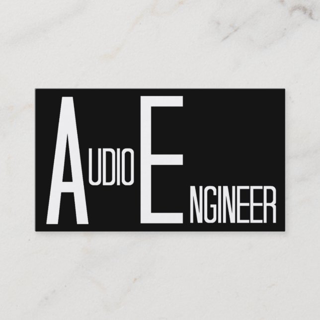 Audio Engineer Black Simple Business Card Visitenkarte (Vorderseite)