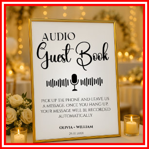 Audio Guest Book Elegante Wedding Sign Poster