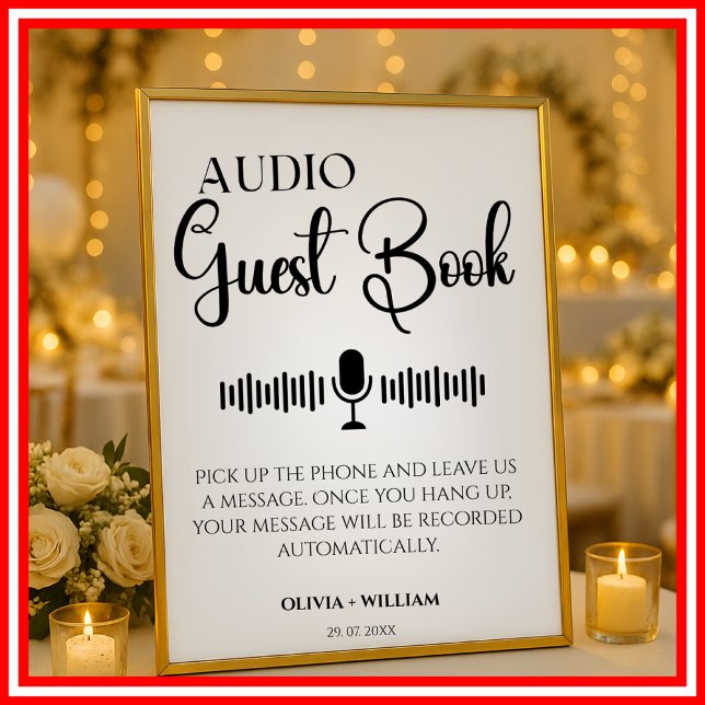 Audio Guest Book Elegante Wedding Sign Poster (Von Creator hochgeladen)