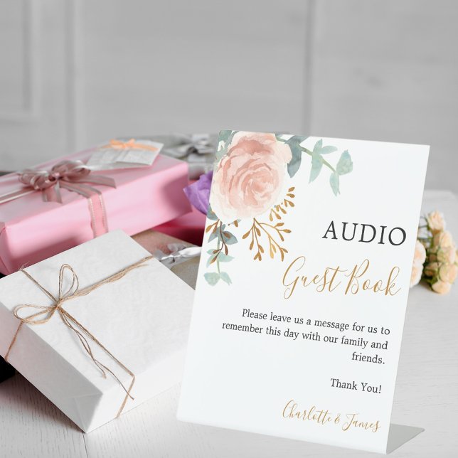 Audio Guest Book Schild Rose Goldgrün Hochzeit (Von Creator hochgeladen)