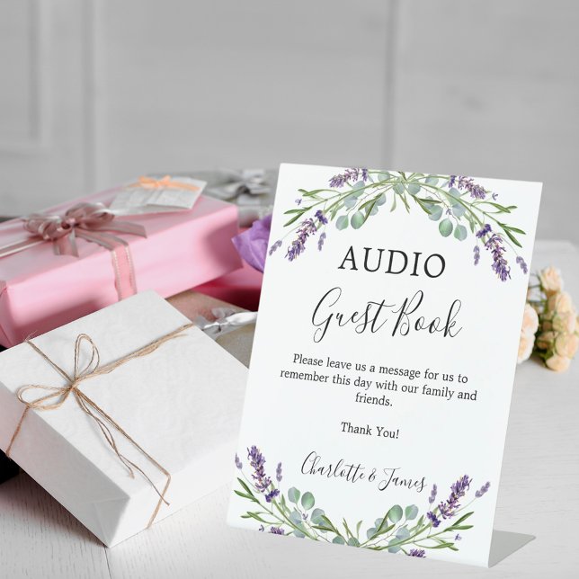 Audio Guest Book sign Lavendel Grüne Hochzeit Sockelschild (Von Creator hochgeladen)