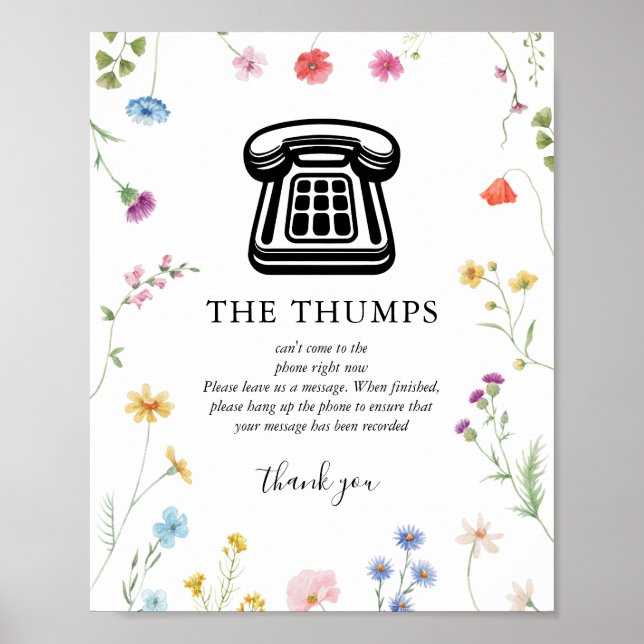 Audio Guest Book Wildblume Wedding Sign Poster (Vorne)