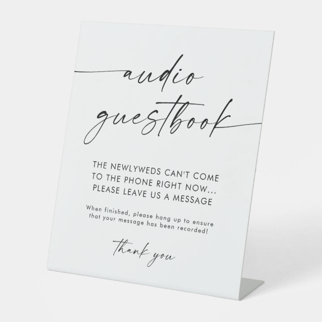 Audio Guestbook Sign | Moderne Minimalistische Hoc Sockelschild (Vorderseite)