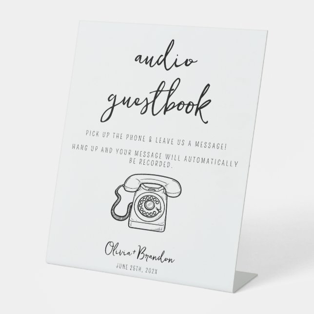 Audio Guestbook Vintages Telefon Sockelschild (Vorderseite)