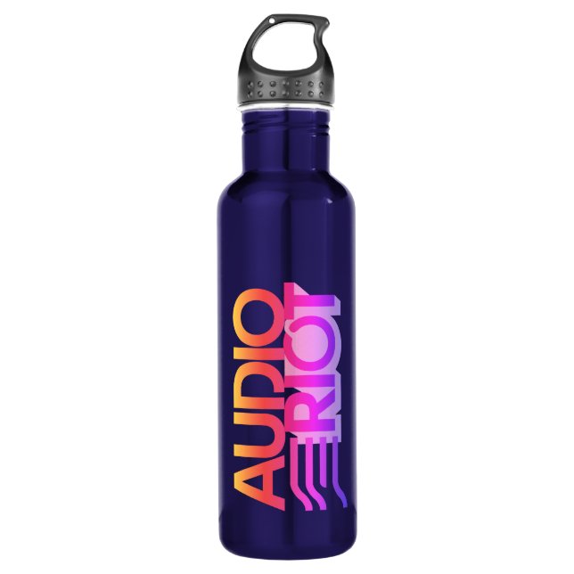 Audio Riot Dark Blue Stainless Water Flasche Edelstahlflasche (Vorderseite)