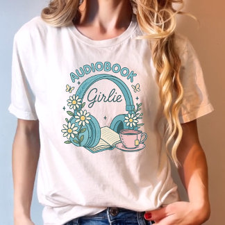 Audiobook Girlie Blue Books und Kopfhörer T-Shirt