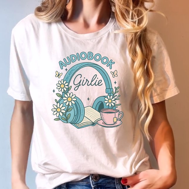 Audiobook Girlie Blue Books und Kopfhörer T-Shirt (Von Creator hochgeladen)