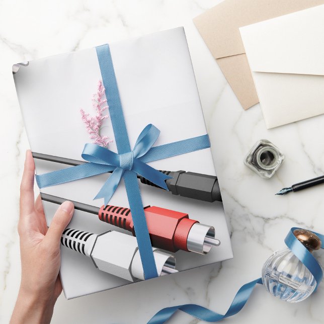 Audiokabel Vintag Tech Geschenkpapier (Von Creator hochgeladen)