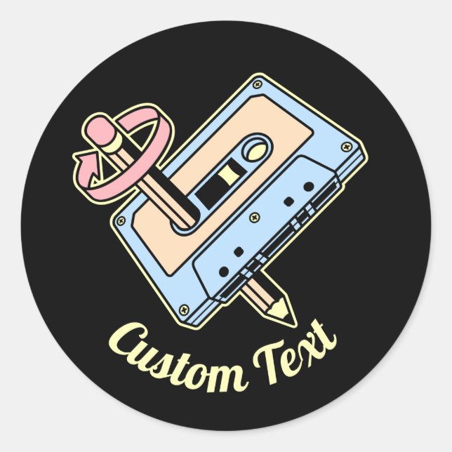 Audiokassette mit Stift Runder Aufkleber (Vorderseite)