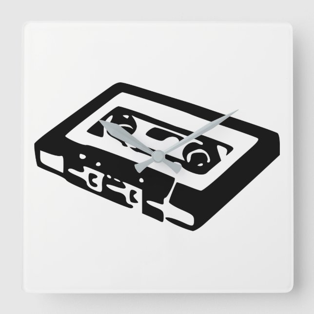 Audiokassette Quadratische Wanduhr (Vorderseite)
