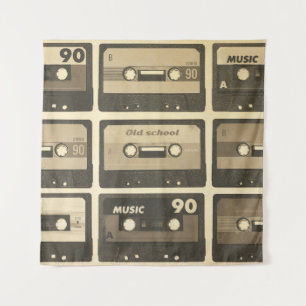 Audiokassette, Retro-Poster Hip-Hop. Wandteppich
