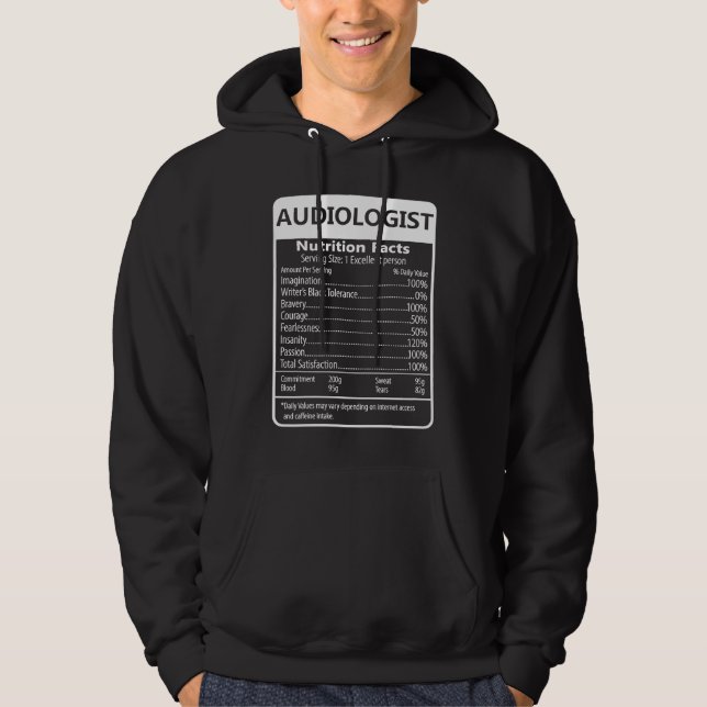 Audiologist Nutrition Facts Sarcastic Graphic Hoodie (Vorderseite)