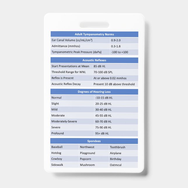 Audiology Abzeichen Buddy/Reference Abzeichen Ausweis (Vorderseite)