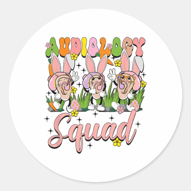 Audiology Squad Funny Oaster Bunny Runder Aufkleber (Vorderseite)