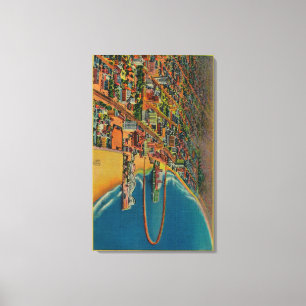 Auditorium, Strand und Regenbogen Pier Leinwanddruck