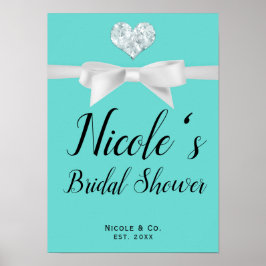 Audrey Aquamarin White Bow Modern Glam Sweet 16 Pa Poster