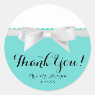 Audrey Aquamarin White Bow Modern Glam Sweet 16 Pa Runder Aufkleber