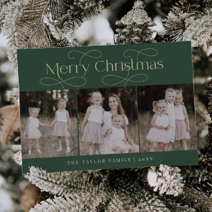 AUDREY Green Foil Family Foto Weihnachten Folien Feiertagskarte