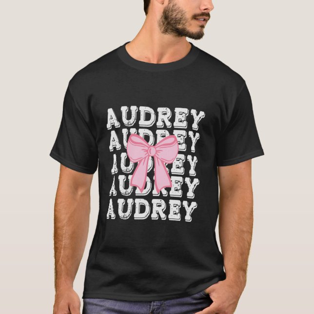 AUDREY Name Coquette Big Pink Bow Simple Niedlich  T-Shirt (Vorderseite)