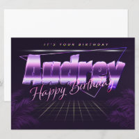 Audrey Name Vorname lila retro Karte Geburtstag