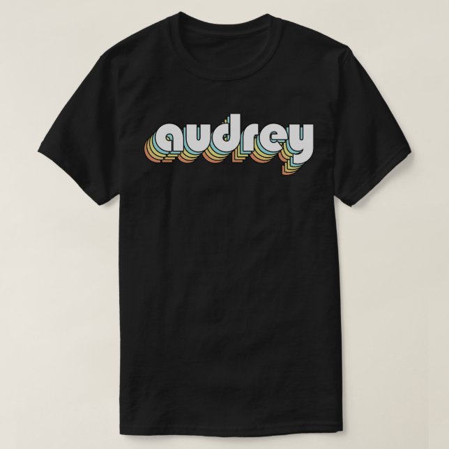 Audrey Retro Rainbow Typografie Faded Style T-Shirt (Design vorne)