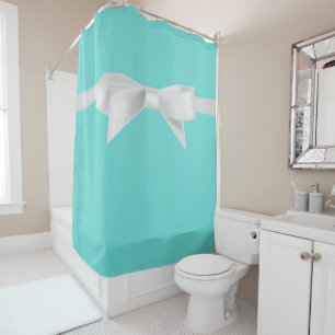 Audrey Teal Weiß Moderne Glamour Duschvorhang
