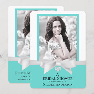 Audrey Teal Weißer Bogen Moderne Bridal Shower Fot Einladung
